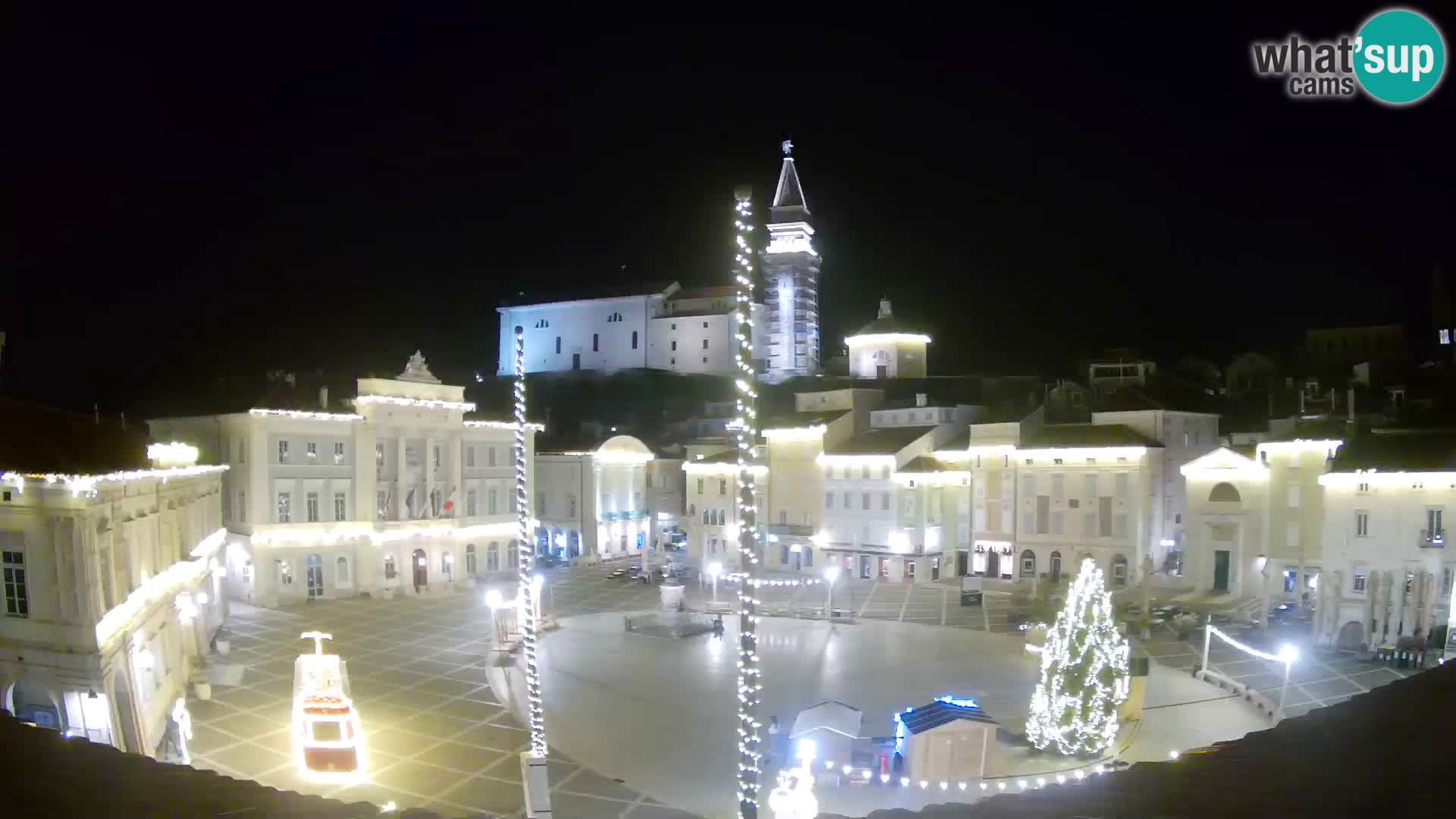 Webcam Piran Tartini square from “Mestna Kavarna”