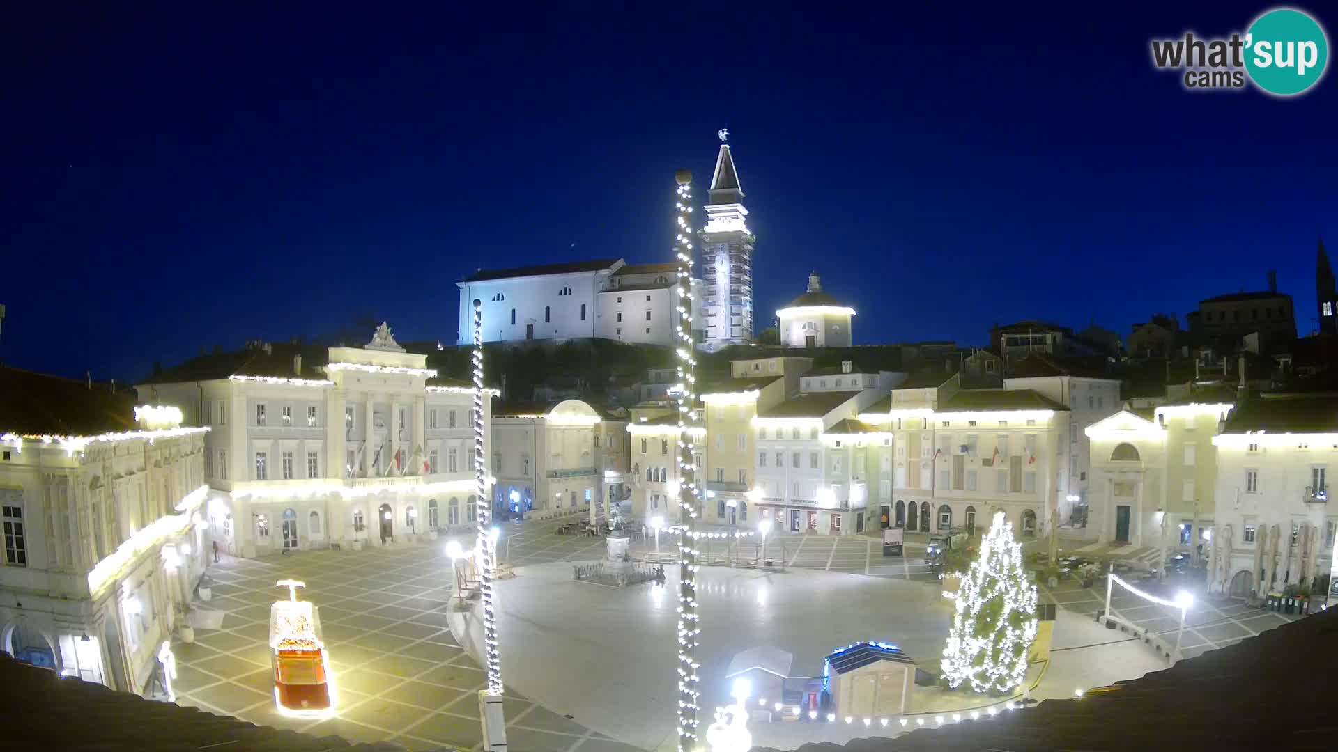 Webcam Piran Tartini square from “Mestna Kavarna”