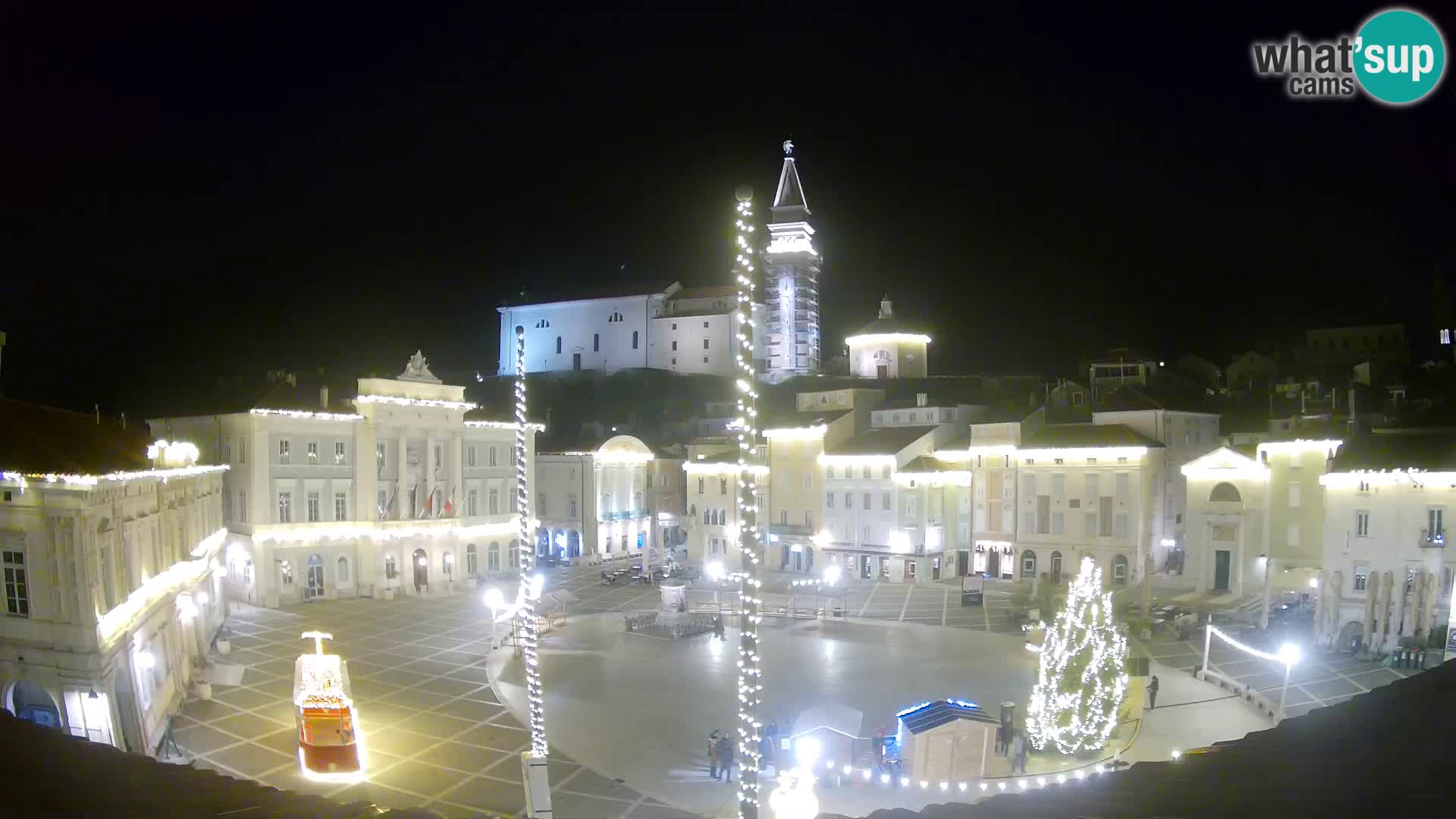 Webcam Piran Tartini square from “Mestna Kavarna”