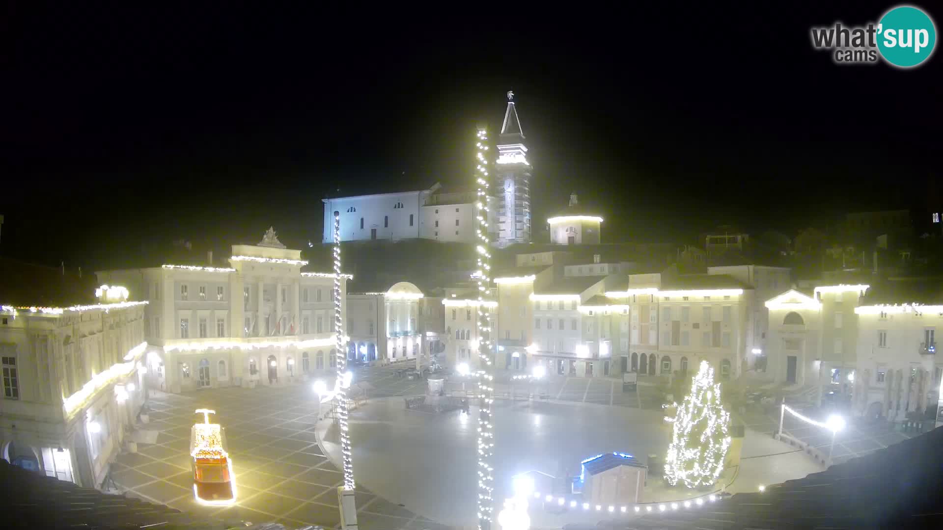 Webcam Piran Tartini square from “Mestna Kavarna”