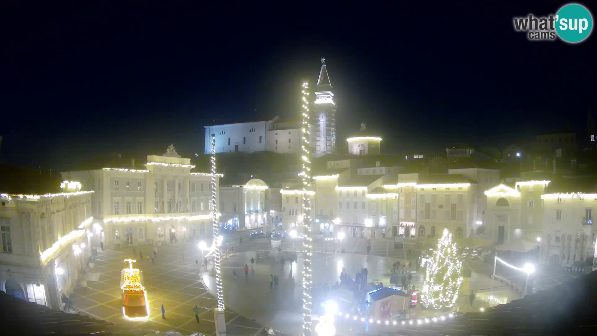 Webcam Piran Tartini square from “Mestna Kavarna”