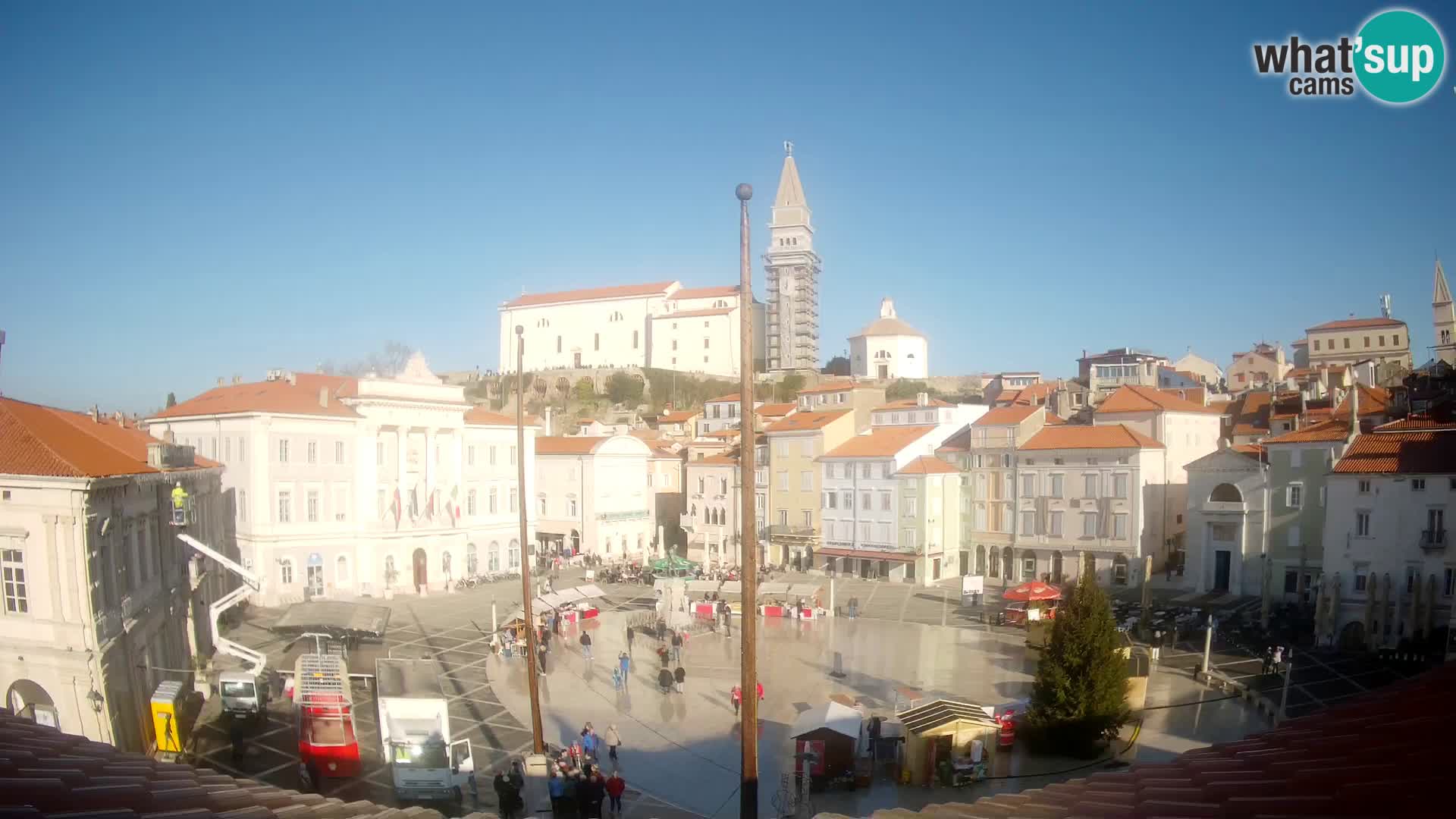 Webcam Piran Tartini square from “Mestna Kavarna”