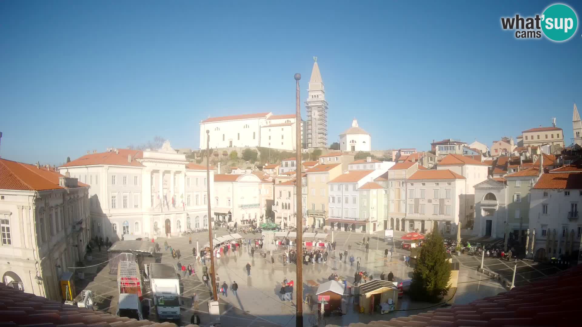 Webcam Piran Tartini square from “Mestna Kavarna”