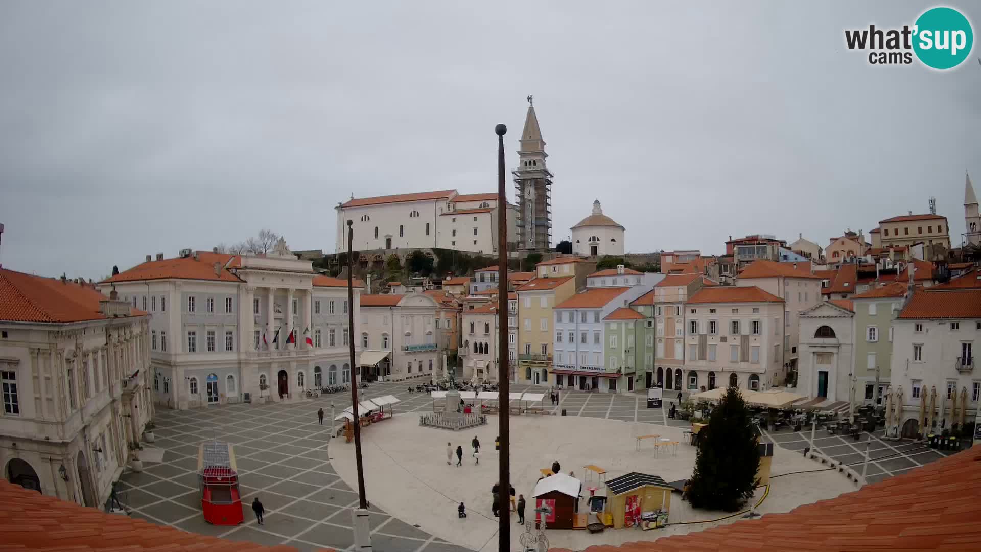 Webcam Piran Tartini square from “Mestna Kavarna”