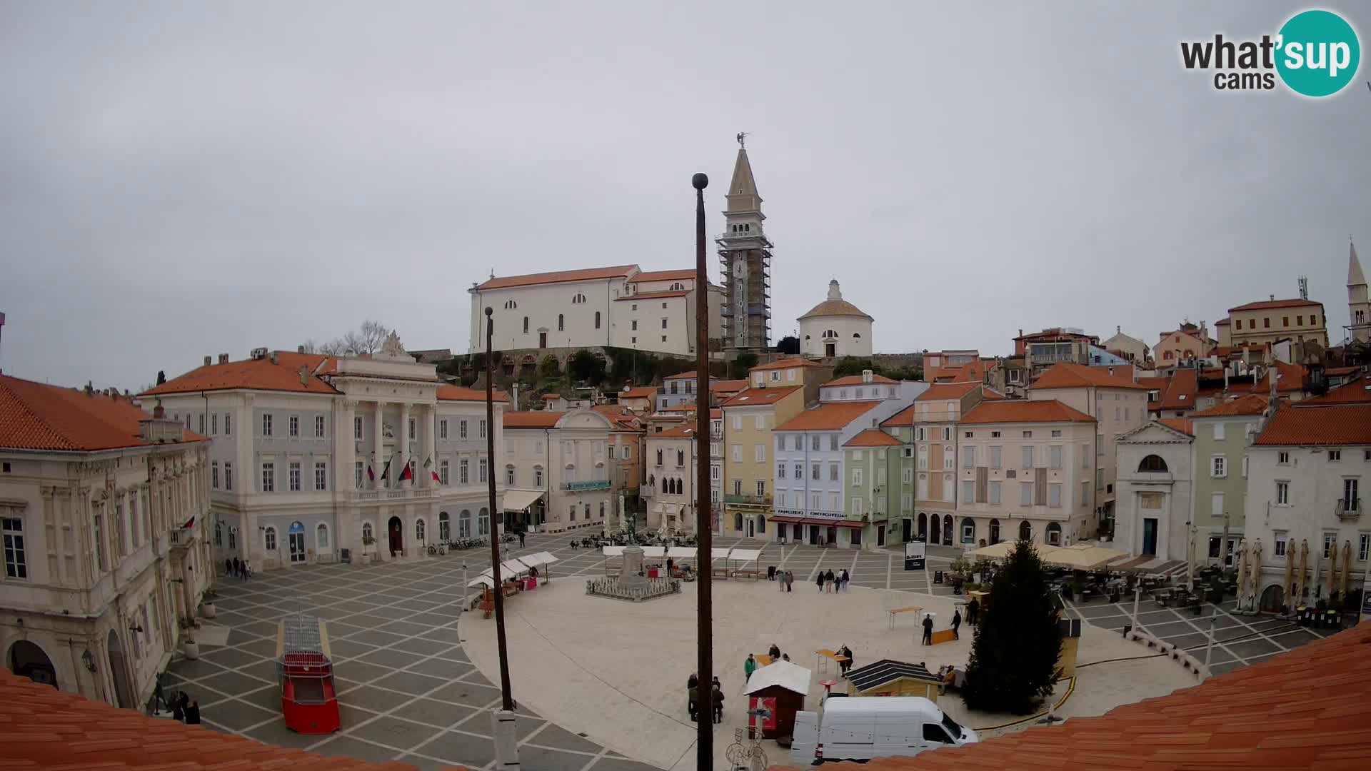 Webcam Piran Tartini square from “Mestna Kavarna”