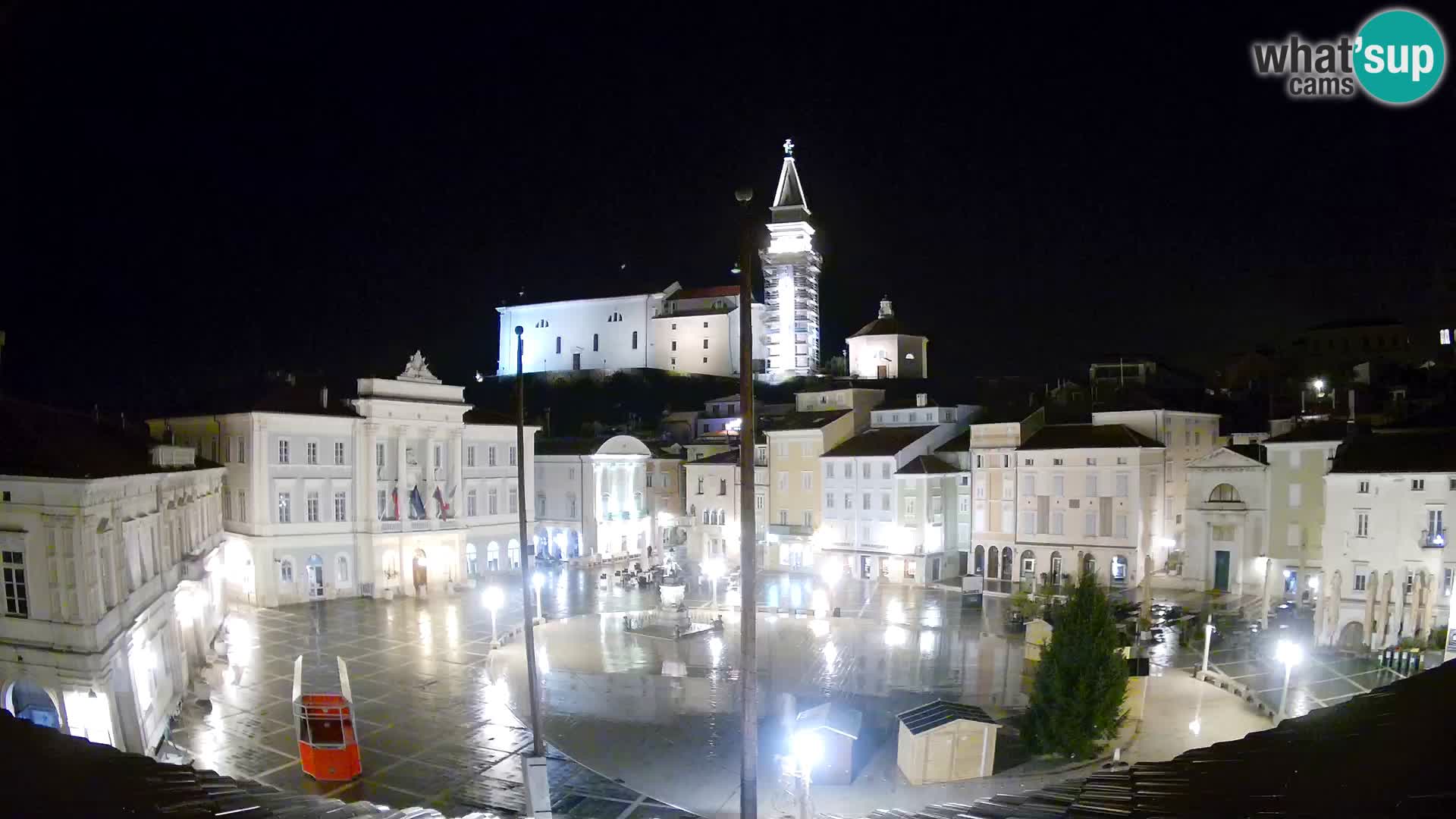 Webcam Piran Tartini square from “Mestna Kavarna”