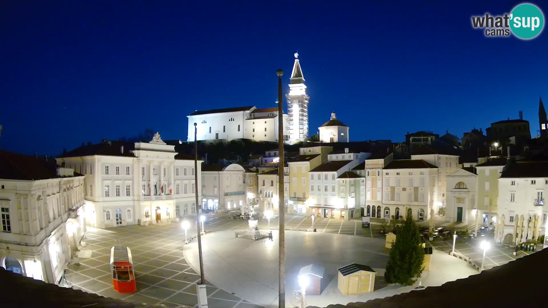 Webcam Piran Tartini square from “Mestna Kavarna”