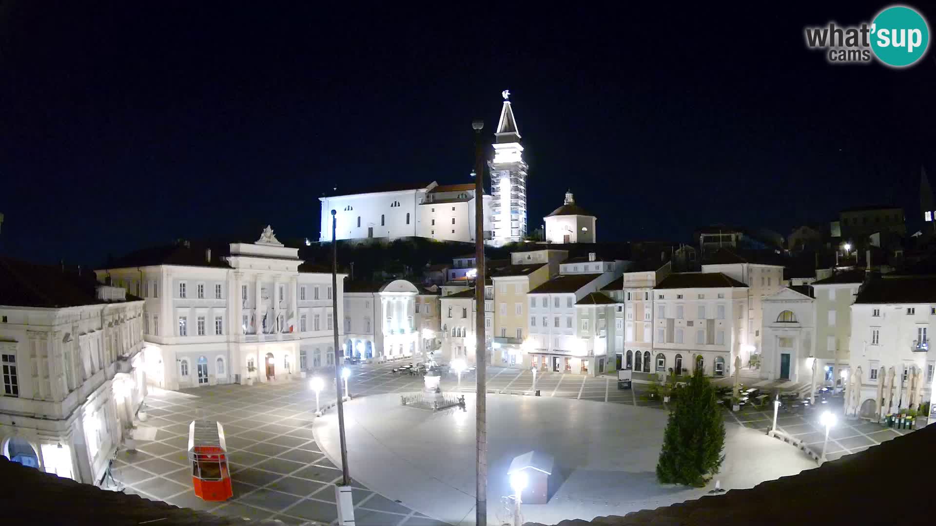 Webcam Piran Tartini square from “Mestna Kavarna”