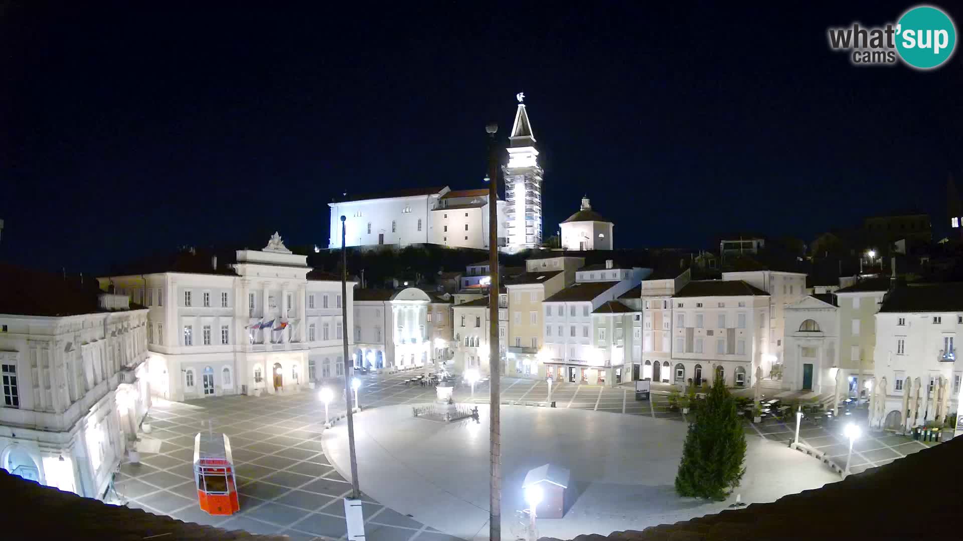 Webcam Piran Tartini square from “Mestna Kavarna”