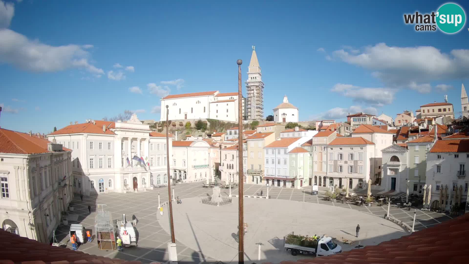 Webcam Piran Tartini square from “Mestna Kavarna”