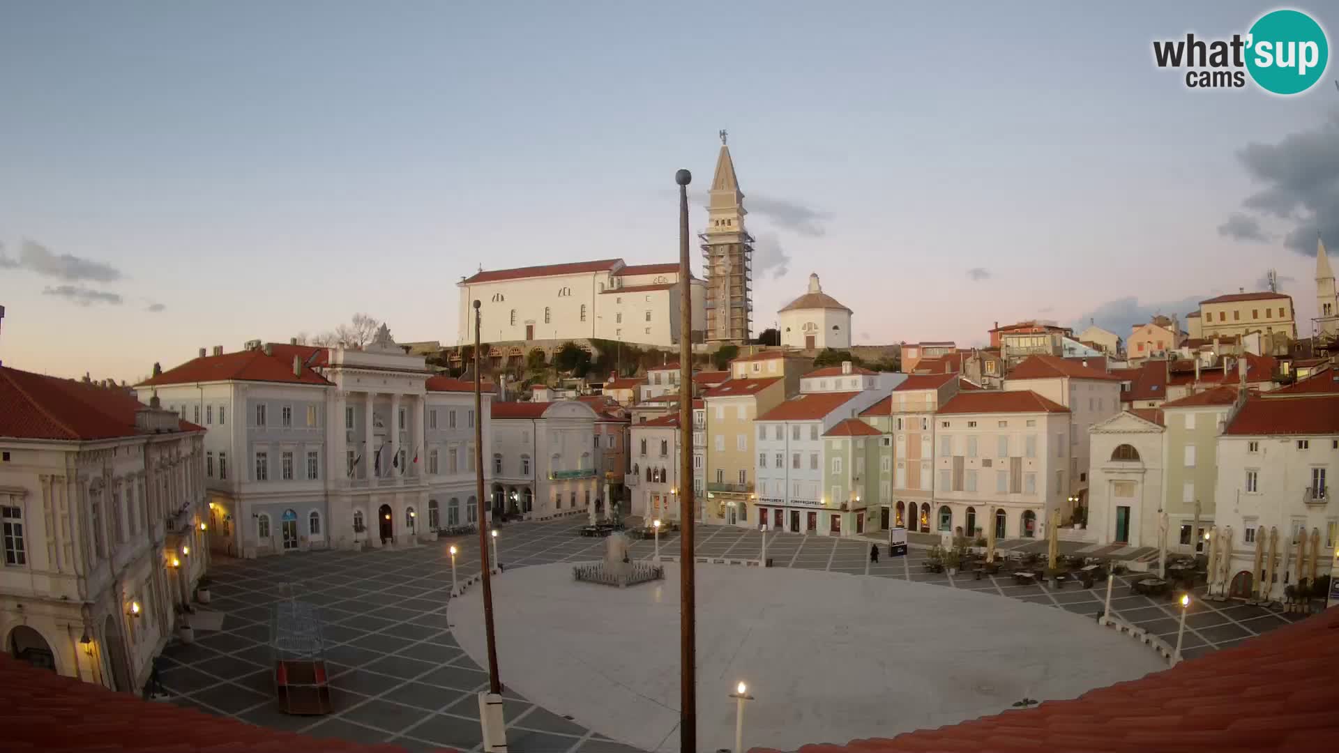 Webcam Piran Tartini square from “Mestna Kavarna”