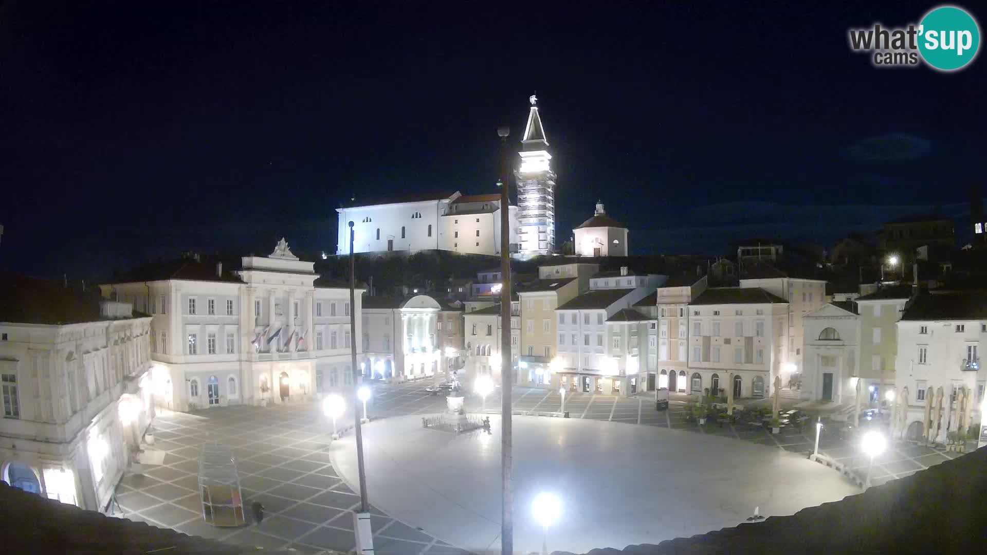 Webcam Piran Tartini square from “Mestna Kavarna”