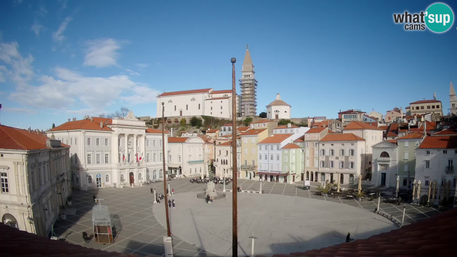 Webcam Piran Tartini square from “Mestna Kavarna”