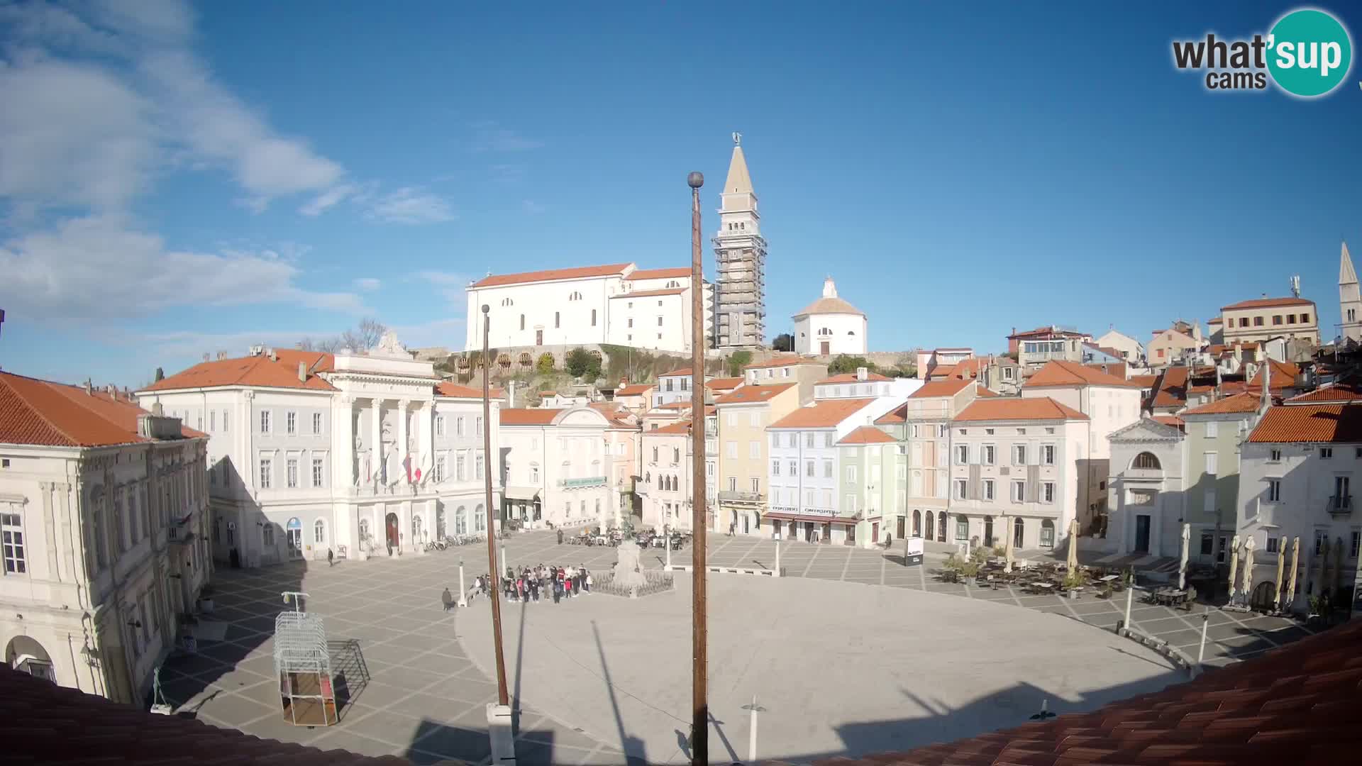 Webcam Piran Tartini square from “Mestna Kavarna”