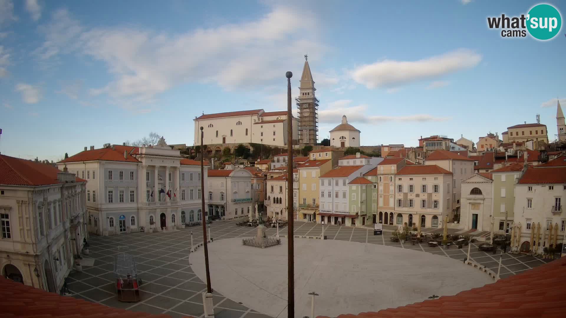 Webcam Piran Tartini square from “Mestna Kavarna”