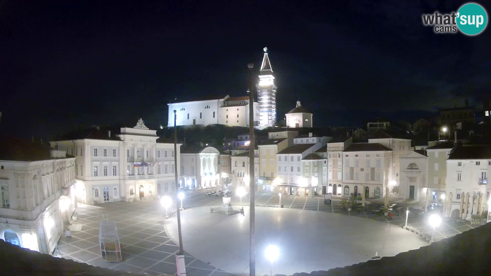 Webcam Piran Tartini square from “Mestna Kavarna”