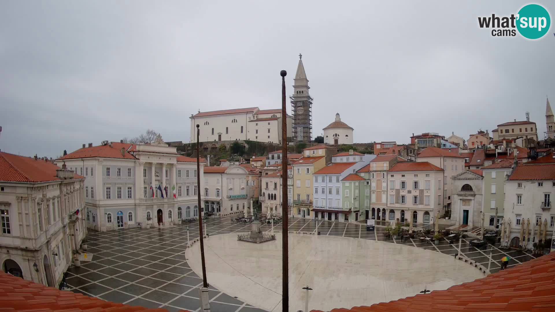 Webcam Piran Tartini square from “Mestna Kavarna”