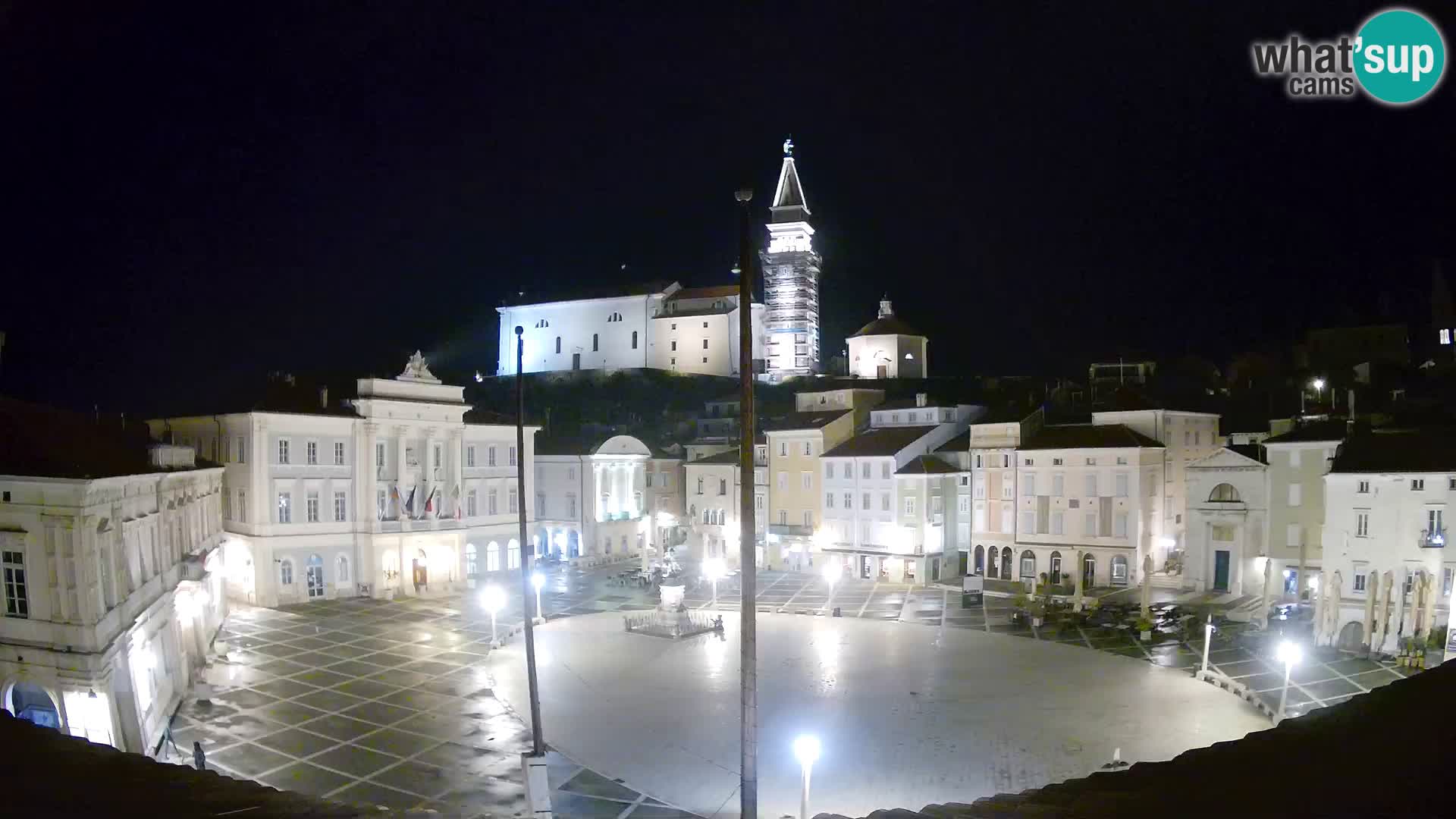 Webcam Piran Tartini square from “Mestna Kavarna”