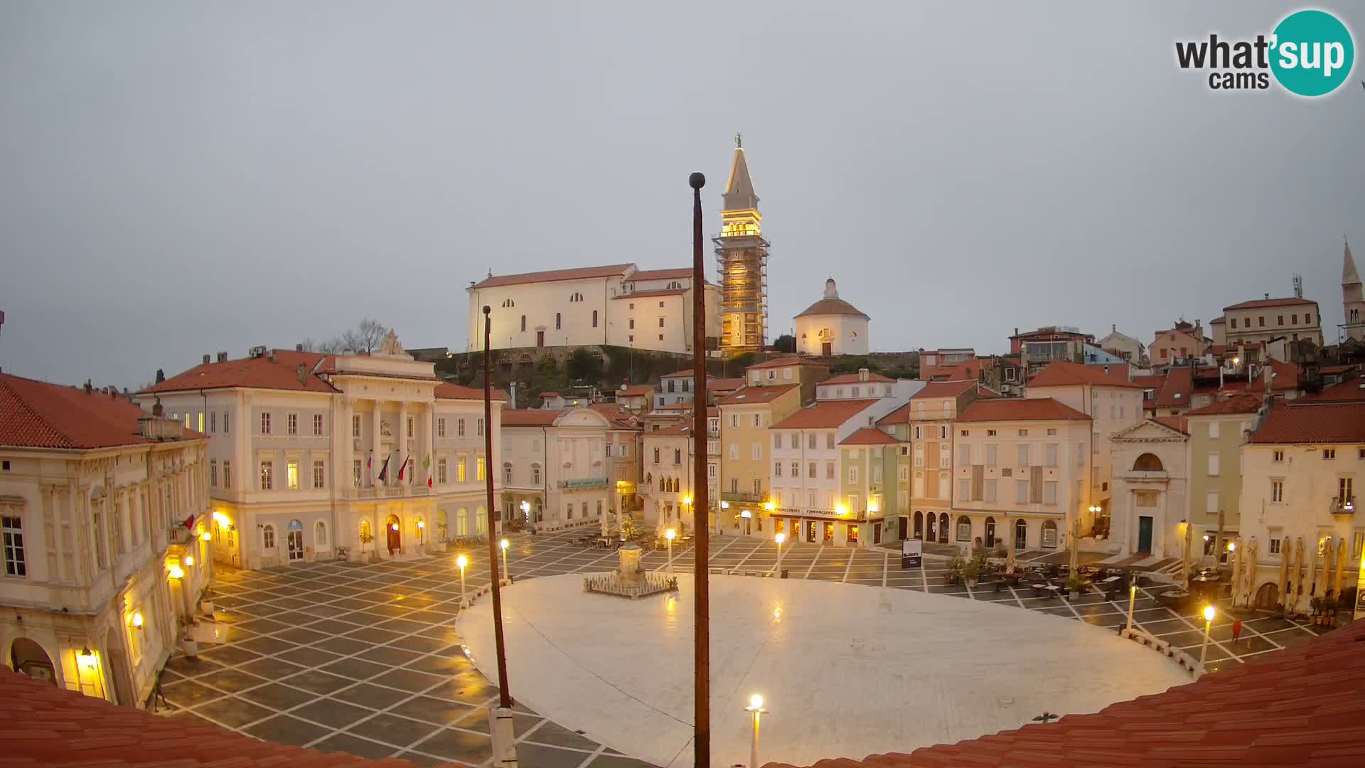 Webcam Piran Tartini square from “Mestna Kavarna”