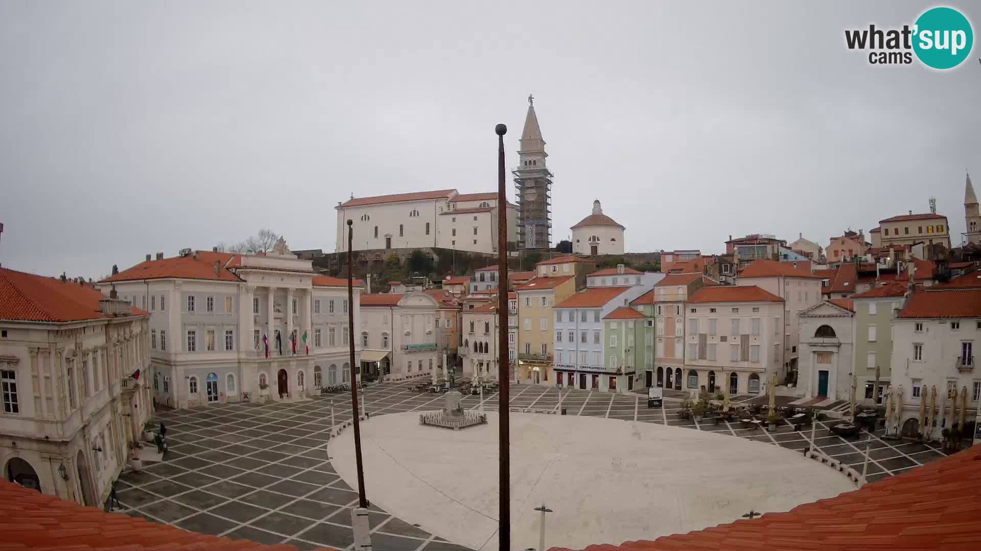 Webcam Piran Tartini square from “Mestna Kavarna”