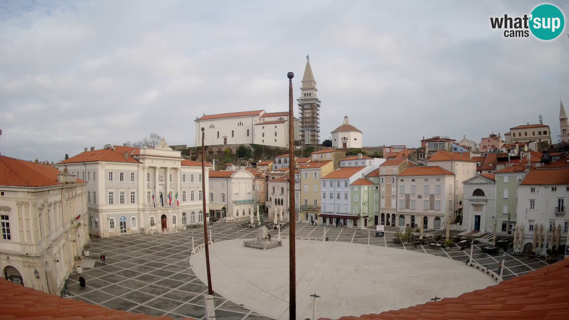 Webcam Piran Tartini square from “Mestna Kavarna”