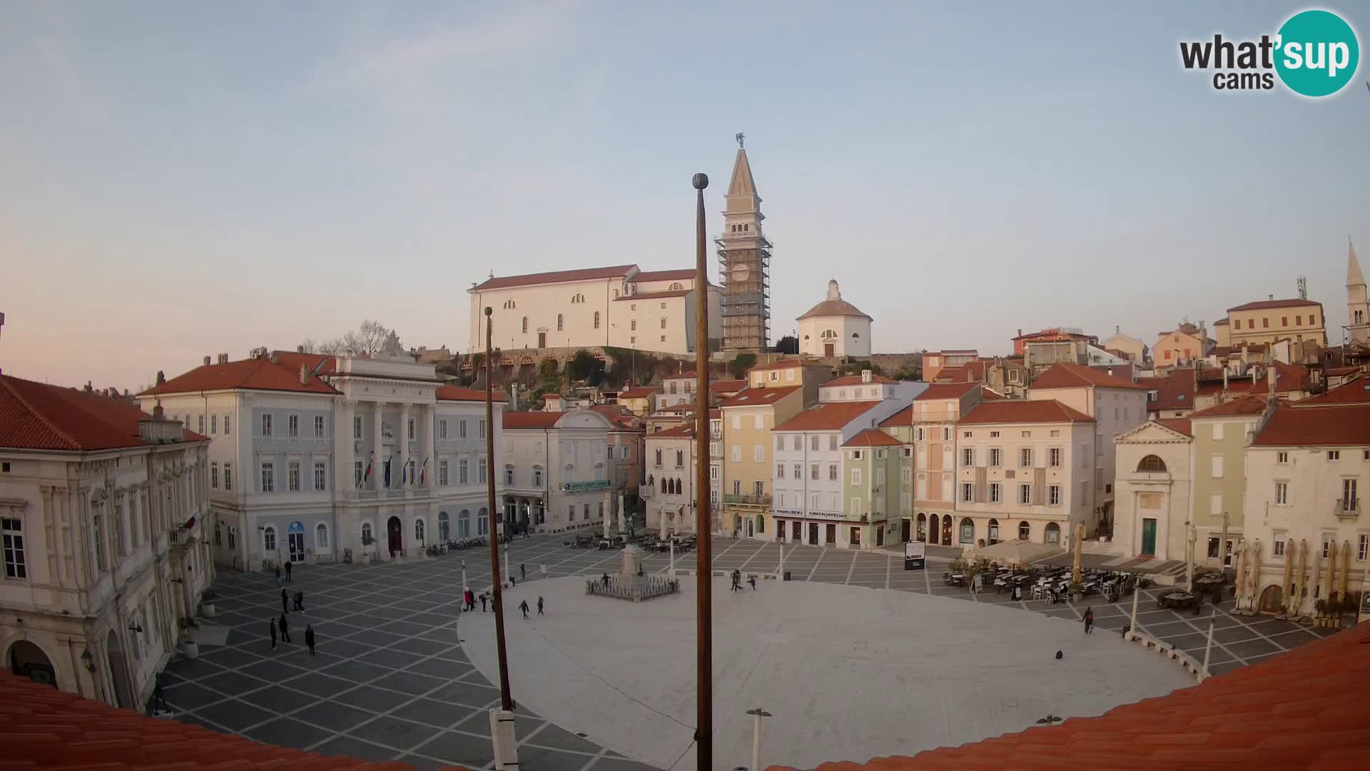 Webcam Piran Tartini square from “Mestna Kavarna”