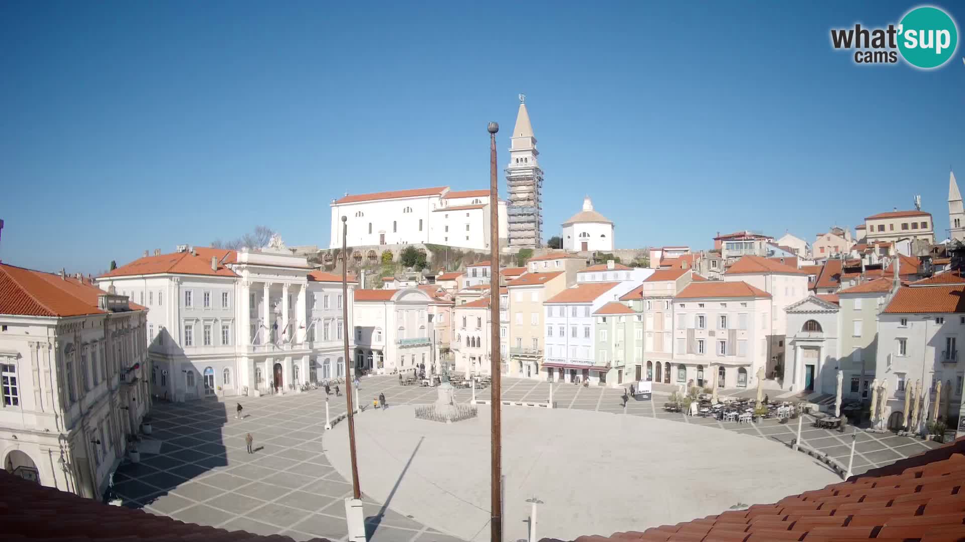 Webcam Piran Tartini square from “Mestna Kavarna”