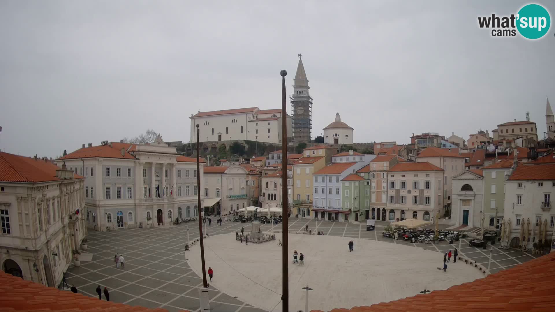 Webcam Piran Tartini square from “Mestna Kavarna”