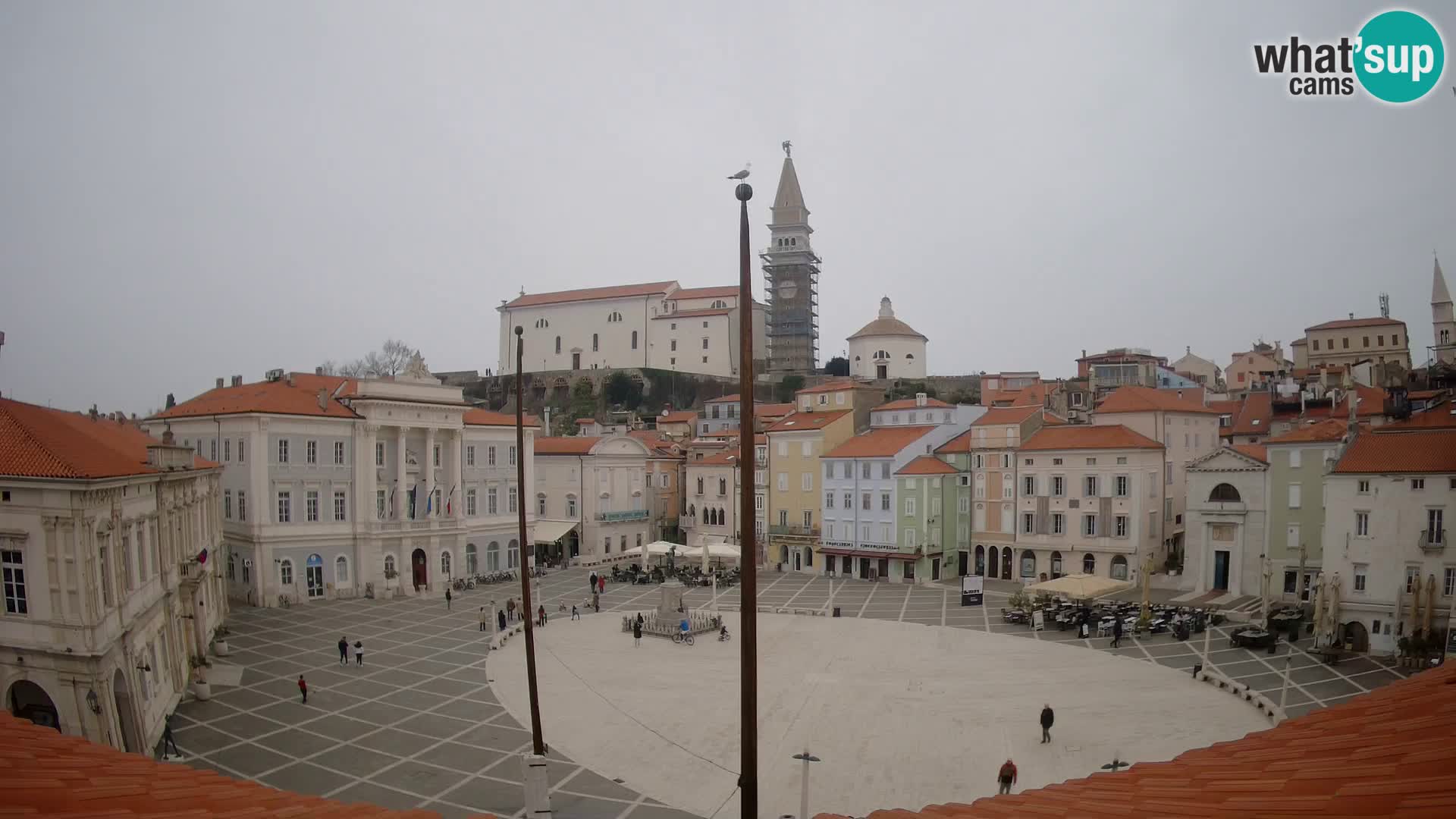 Webcam Piran Tartini square from “Mestna Kavarna”