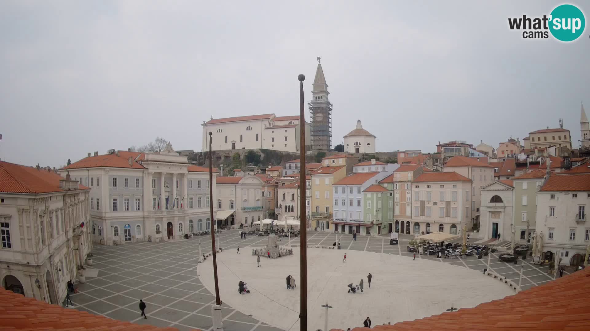 Webcam Piran Tartini square from “Mestna Kavarna”