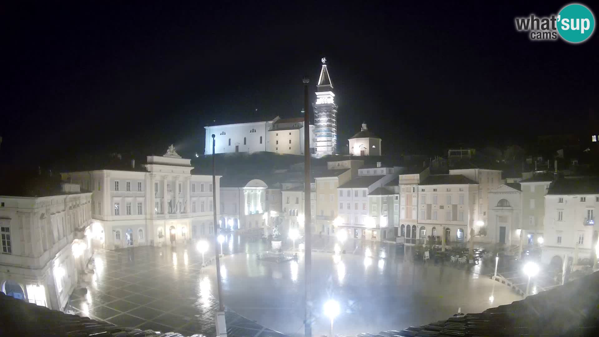 Webcam Piran Tartini square from “Mestna Kavarna”