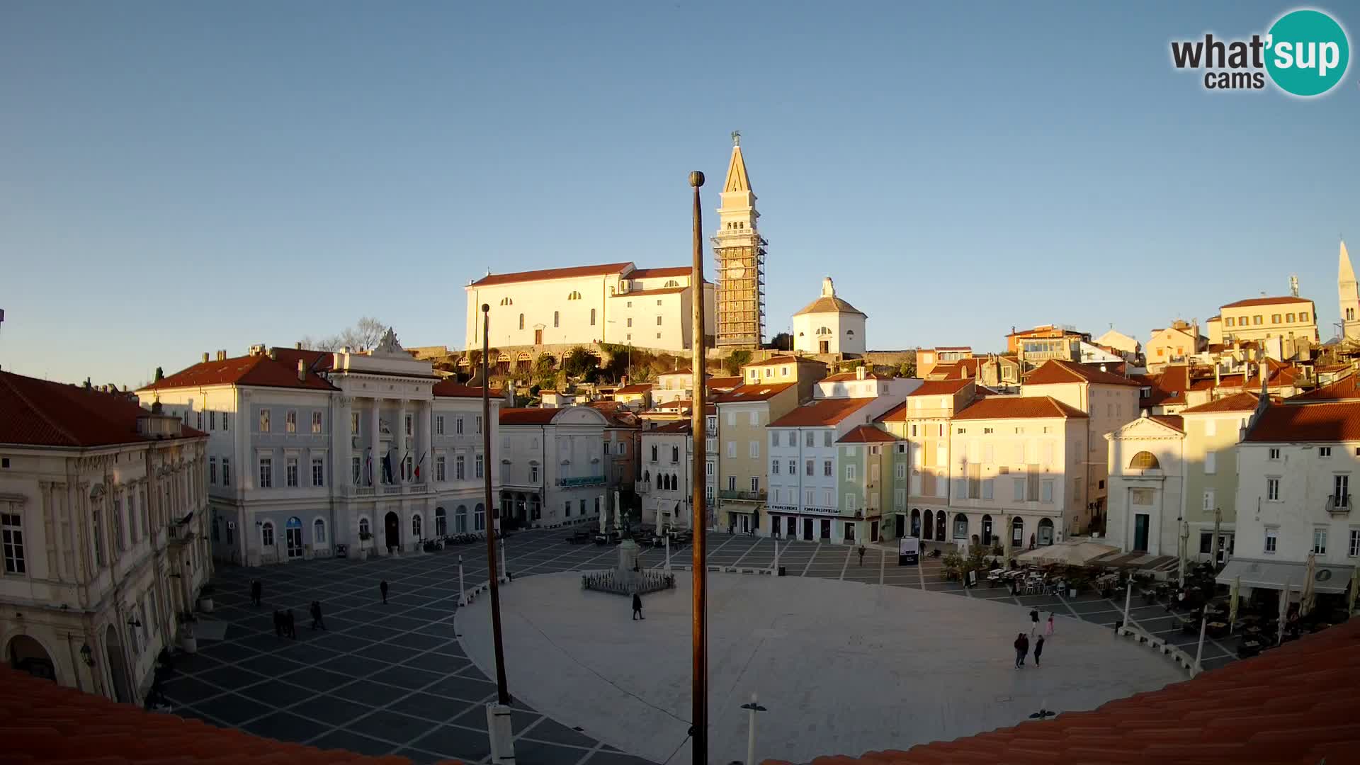 Webcam Piran Tartini square from “Mestna Kavarna”