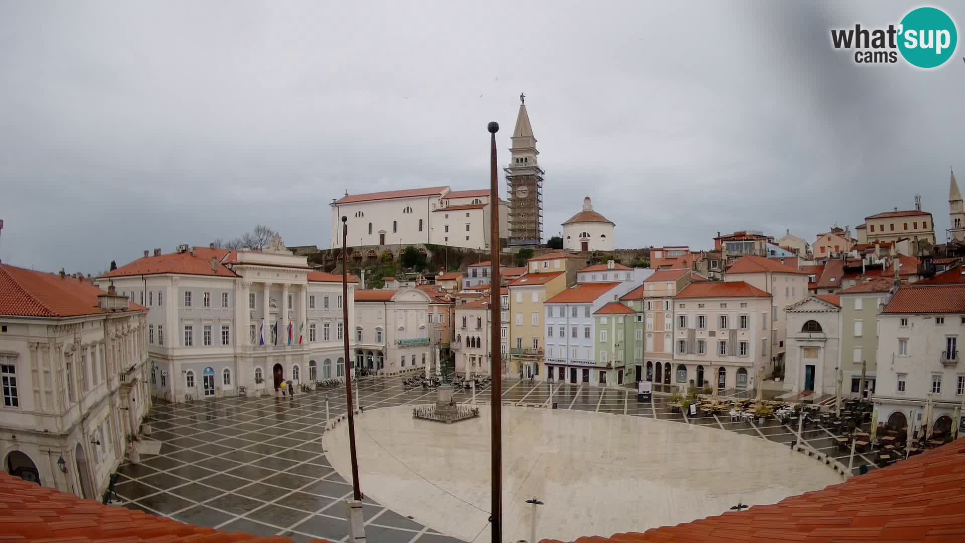 Webcam Piran Tartini square from “Mestna Kavarna”