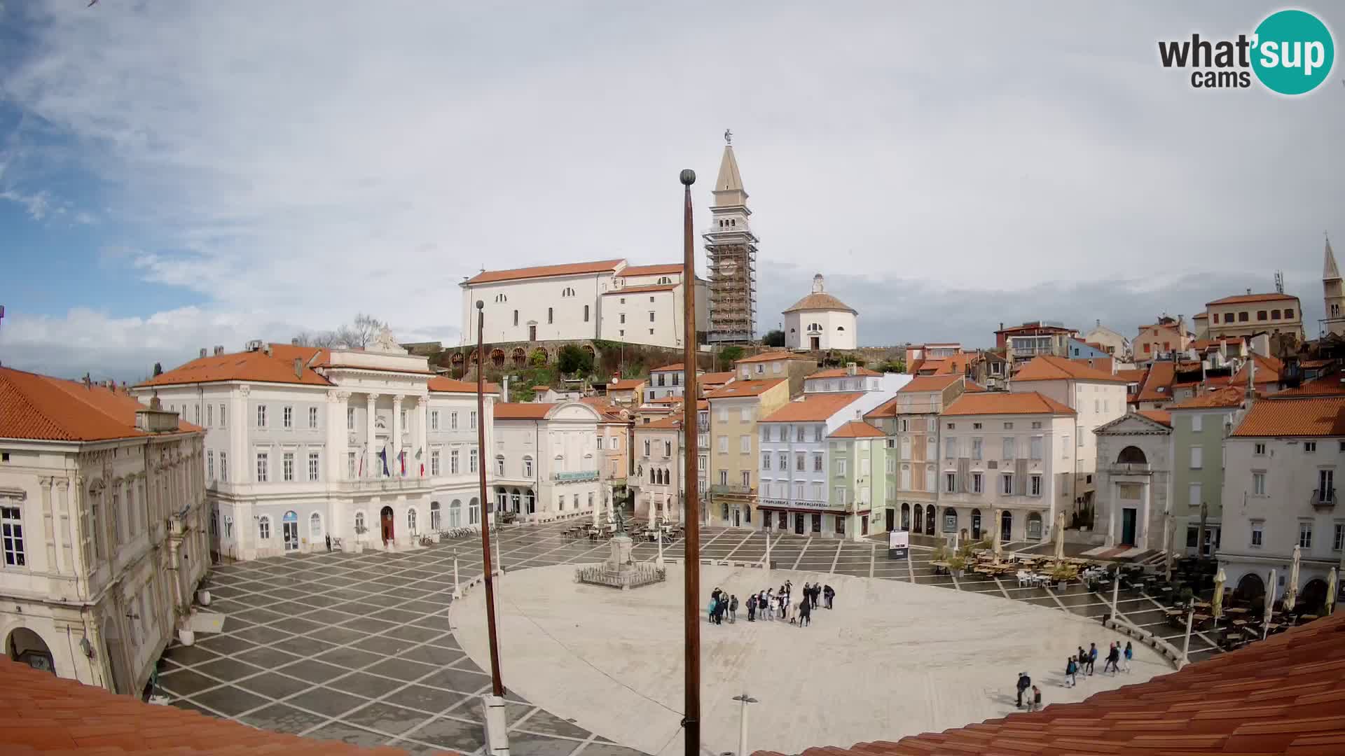 Webcam Piran Tartini square from “Mestna Kavarna”