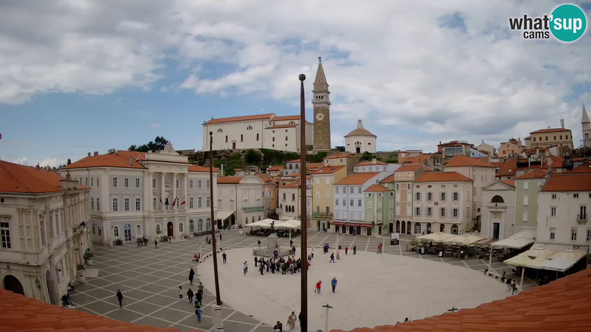 Webcam Piran Tartini square from “Mestna Kavarna”