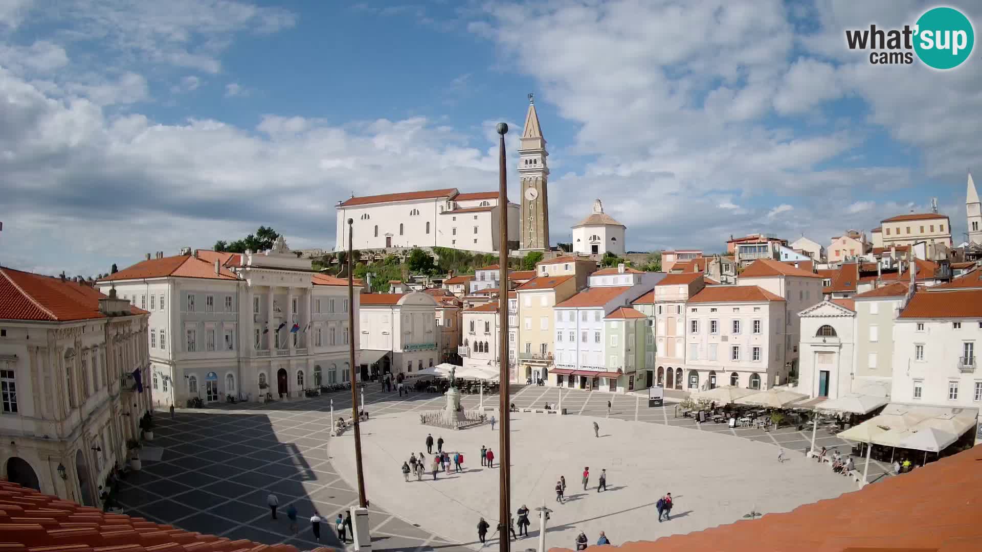 Webcam Piran Tartini square from “Mestna Kavarna”