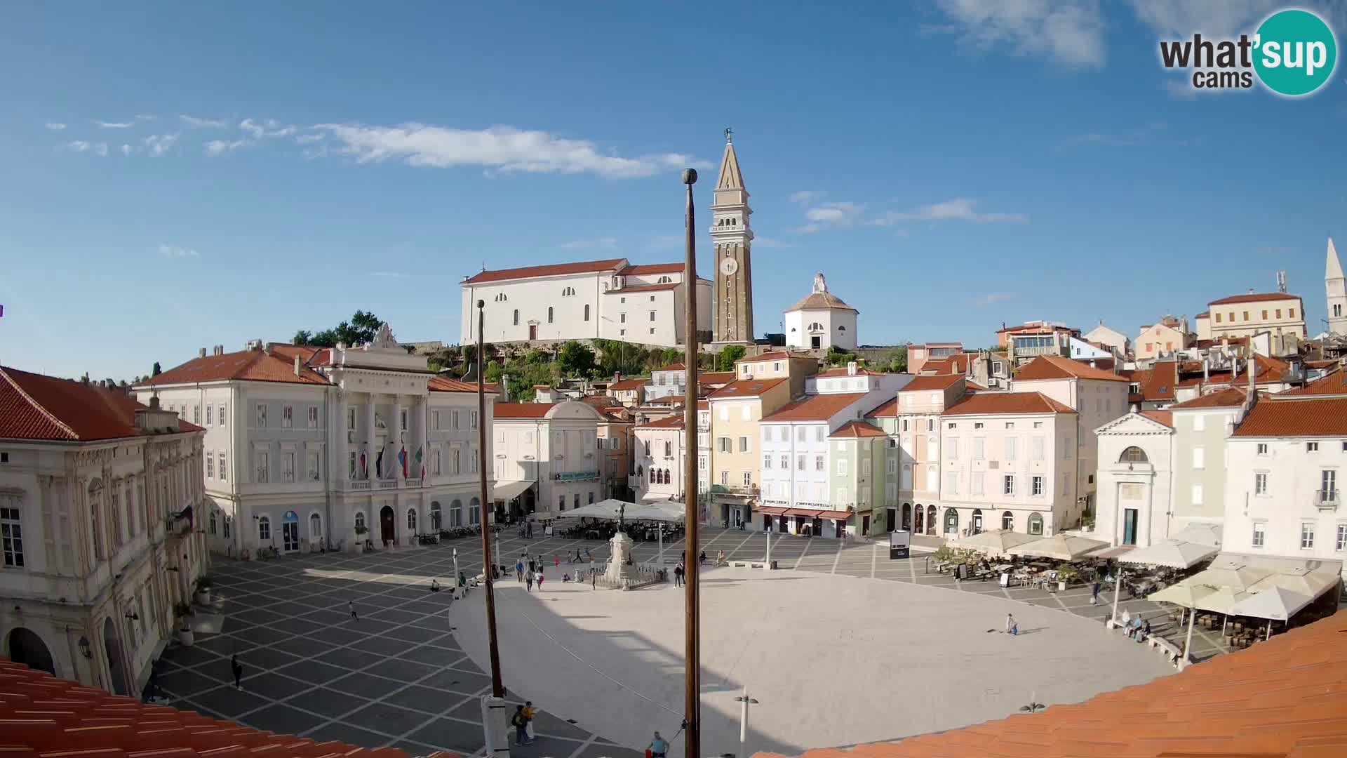Webcam Piran Tartini square from “Mestna Kavarna”