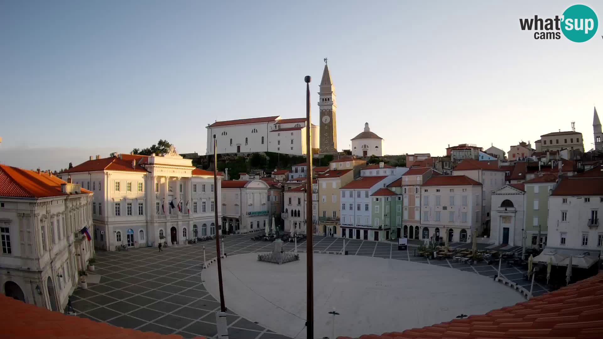 Webcam Piran Tartini square from “Mestna Kavarna”