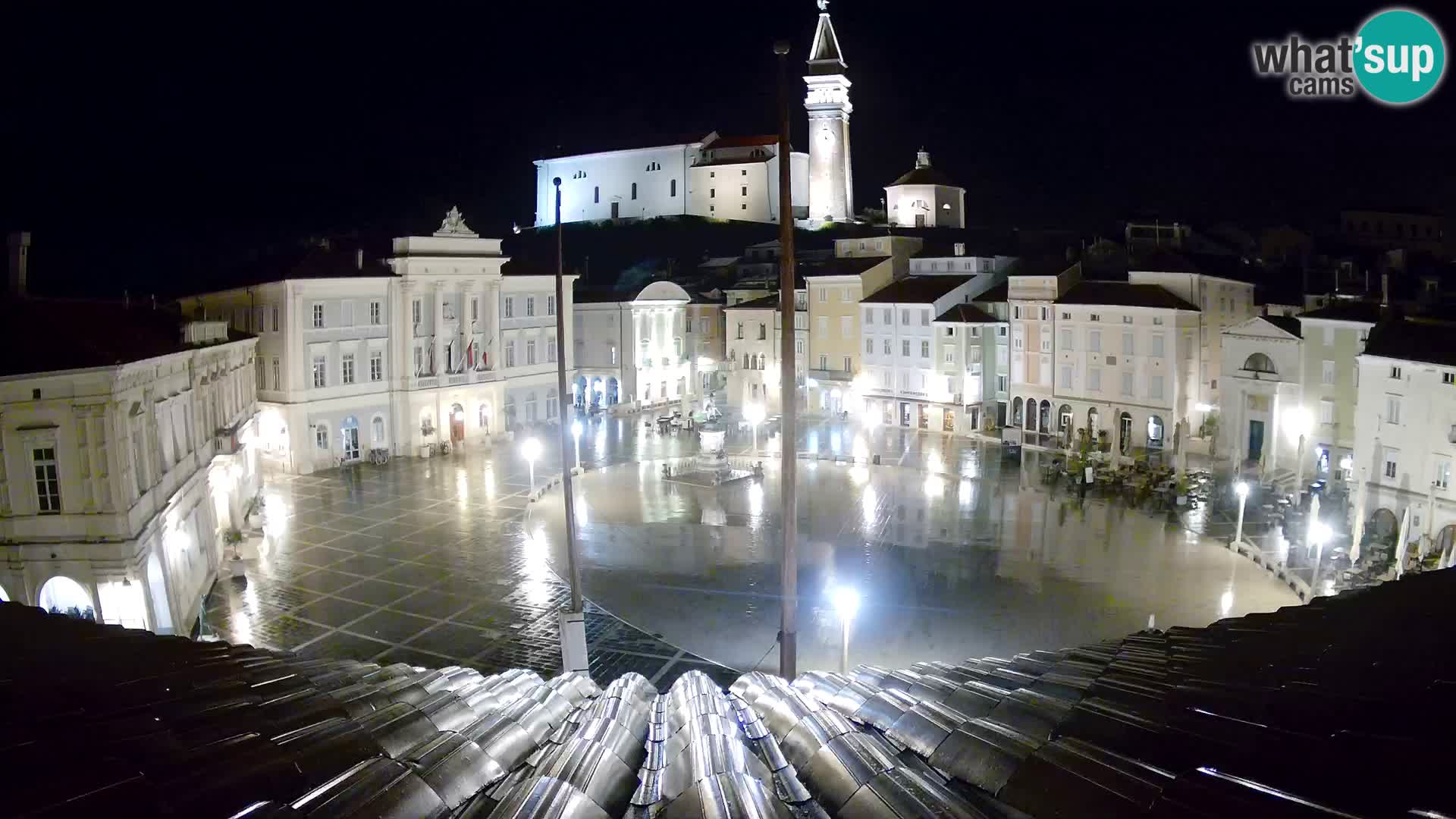 Webcam Piran Tartini square from “Mestna Kavarna”