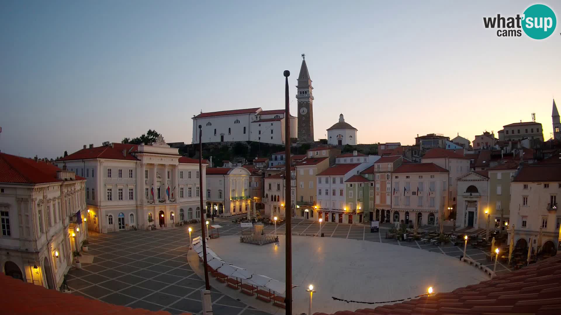 Webcam Piran Tartini square from “Mestna Kavarna”