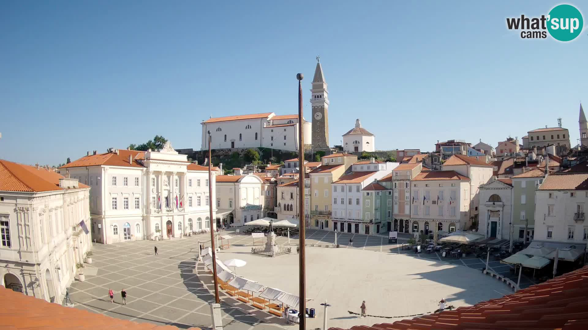 Webcam Piran Tartini square from “Mestna Kavarna”