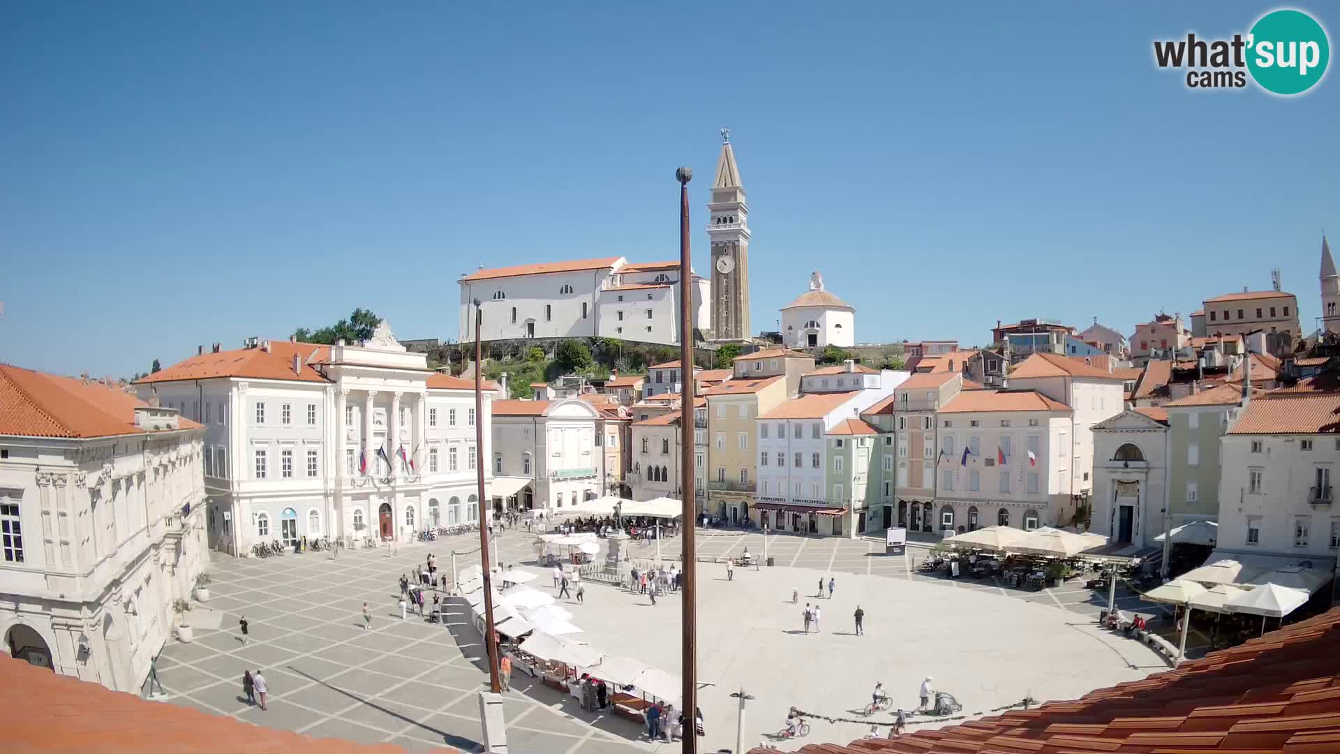 Webcam Piran Tartini square from “Mestna Kavarna”