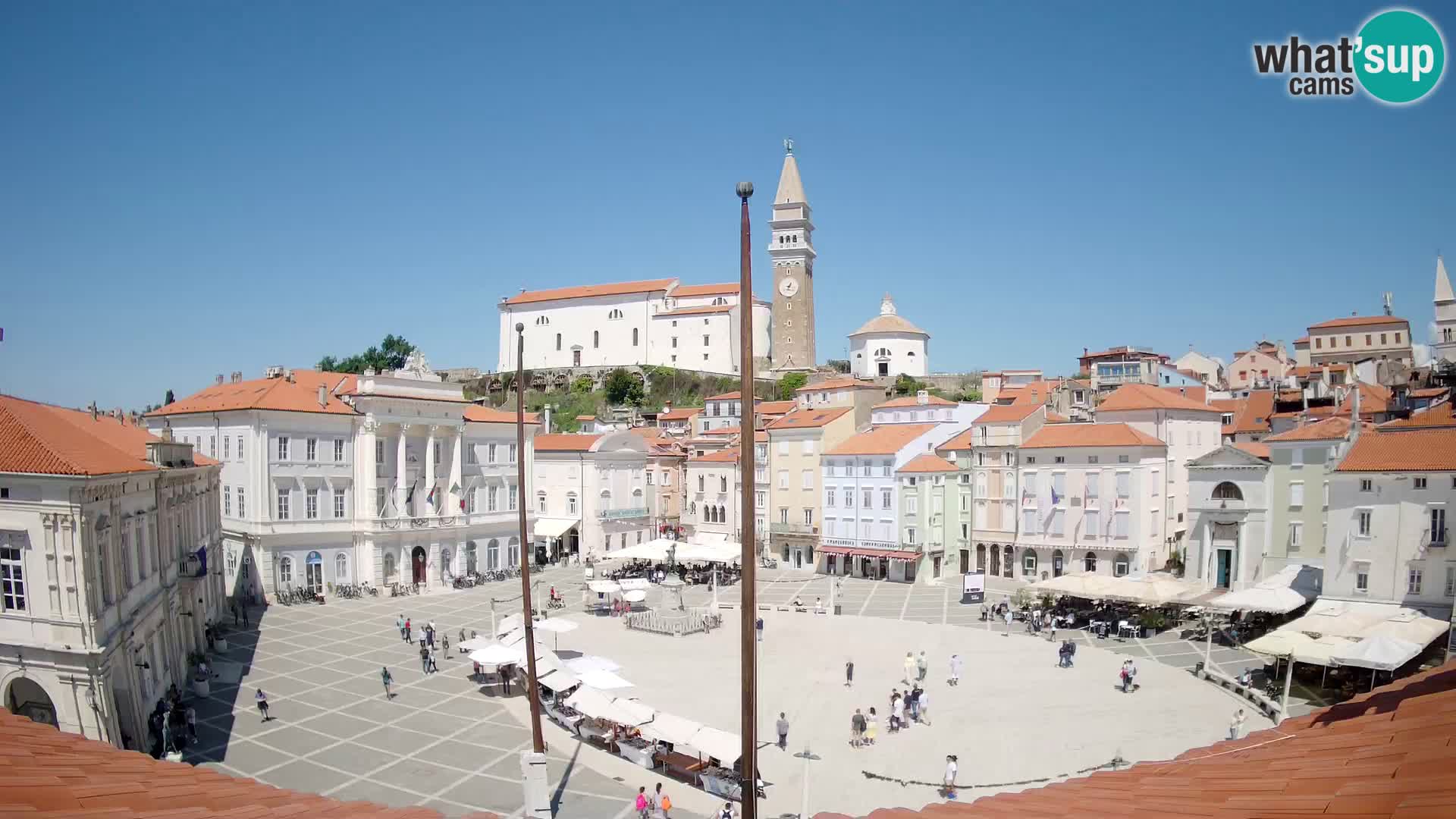 Webcam Piran Tartini square from “Mestna Kavarna”