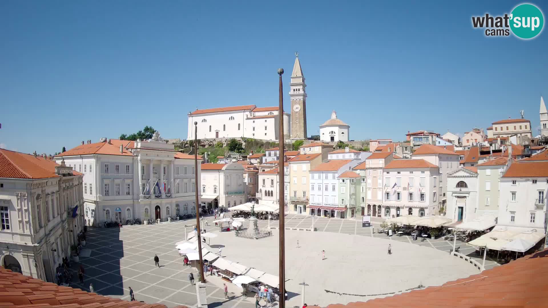 Webcam Piran Tartini square from “Mestna Kavarna”