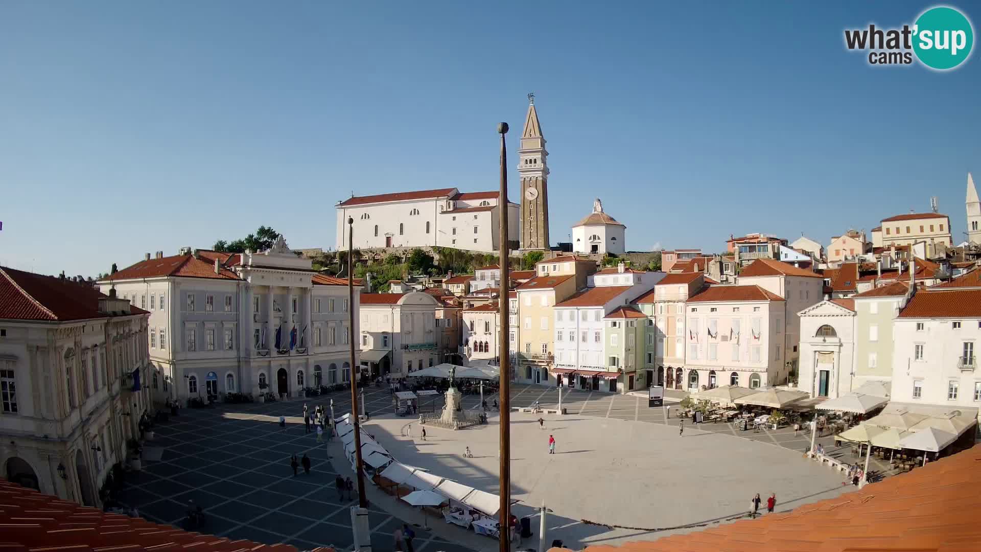 Webcam Piran Tartini square from “Mestna Kavarna”