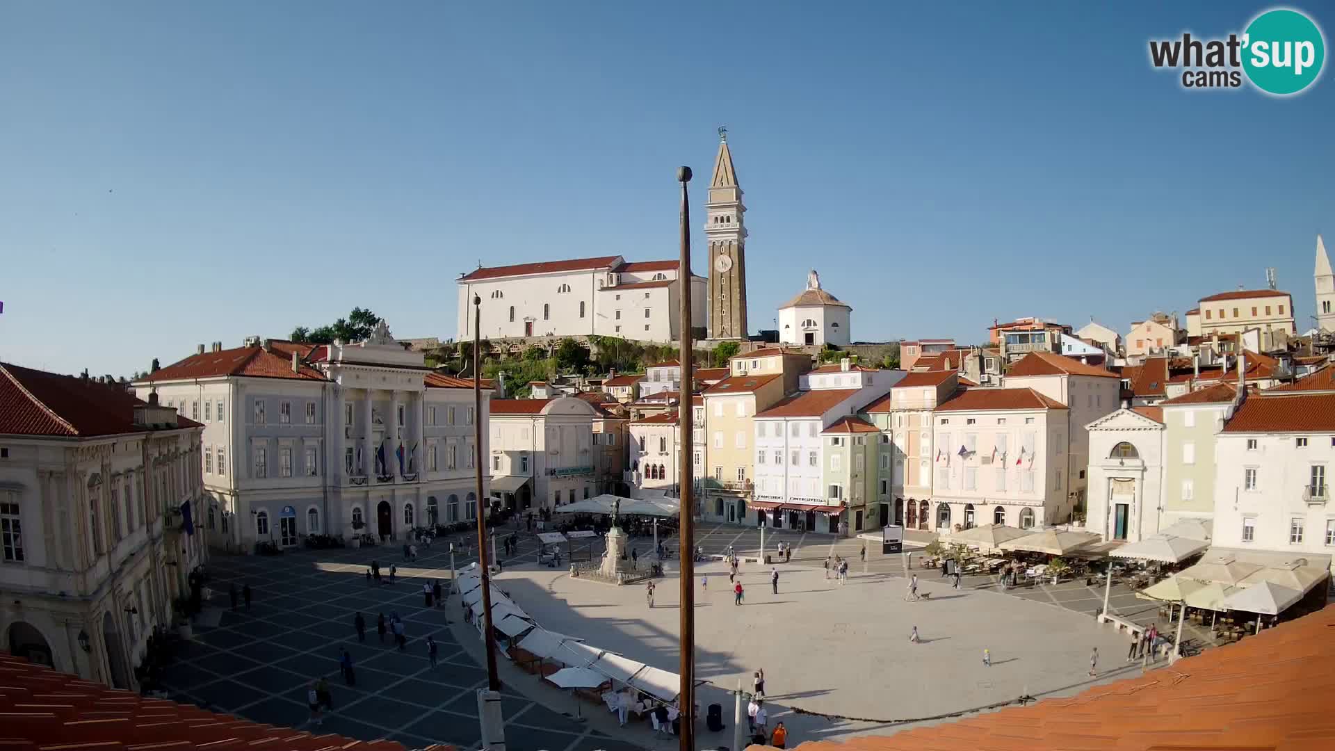 Spletna kamera Piran – trg Tartini z “Mestne Kavarne”