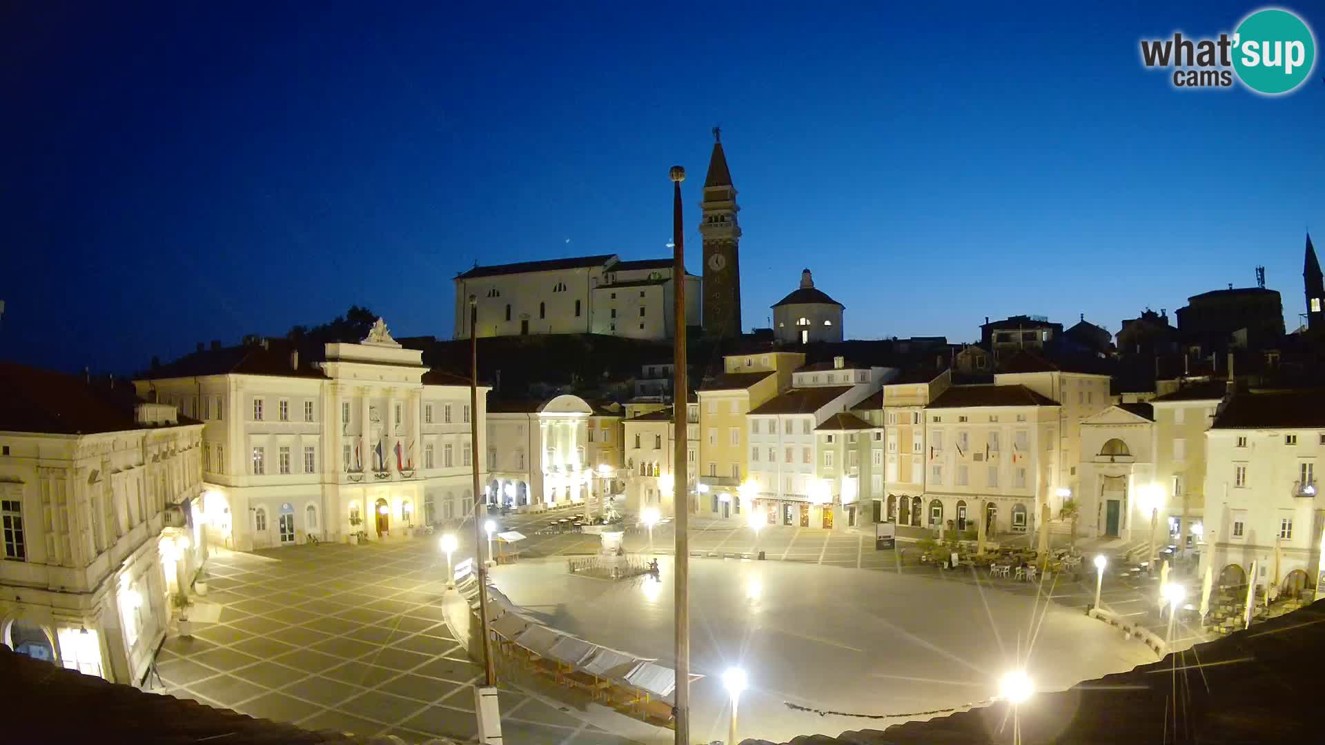 Webcam Piran Tartini square from “Mestna Kavarna”