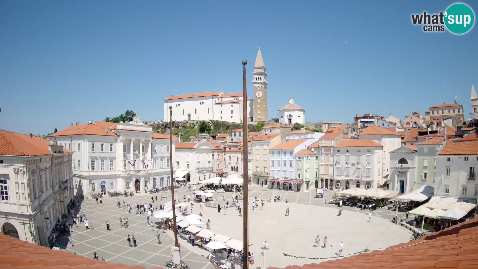 Webcam Piran Tartini square from “Mestna Kavarna”