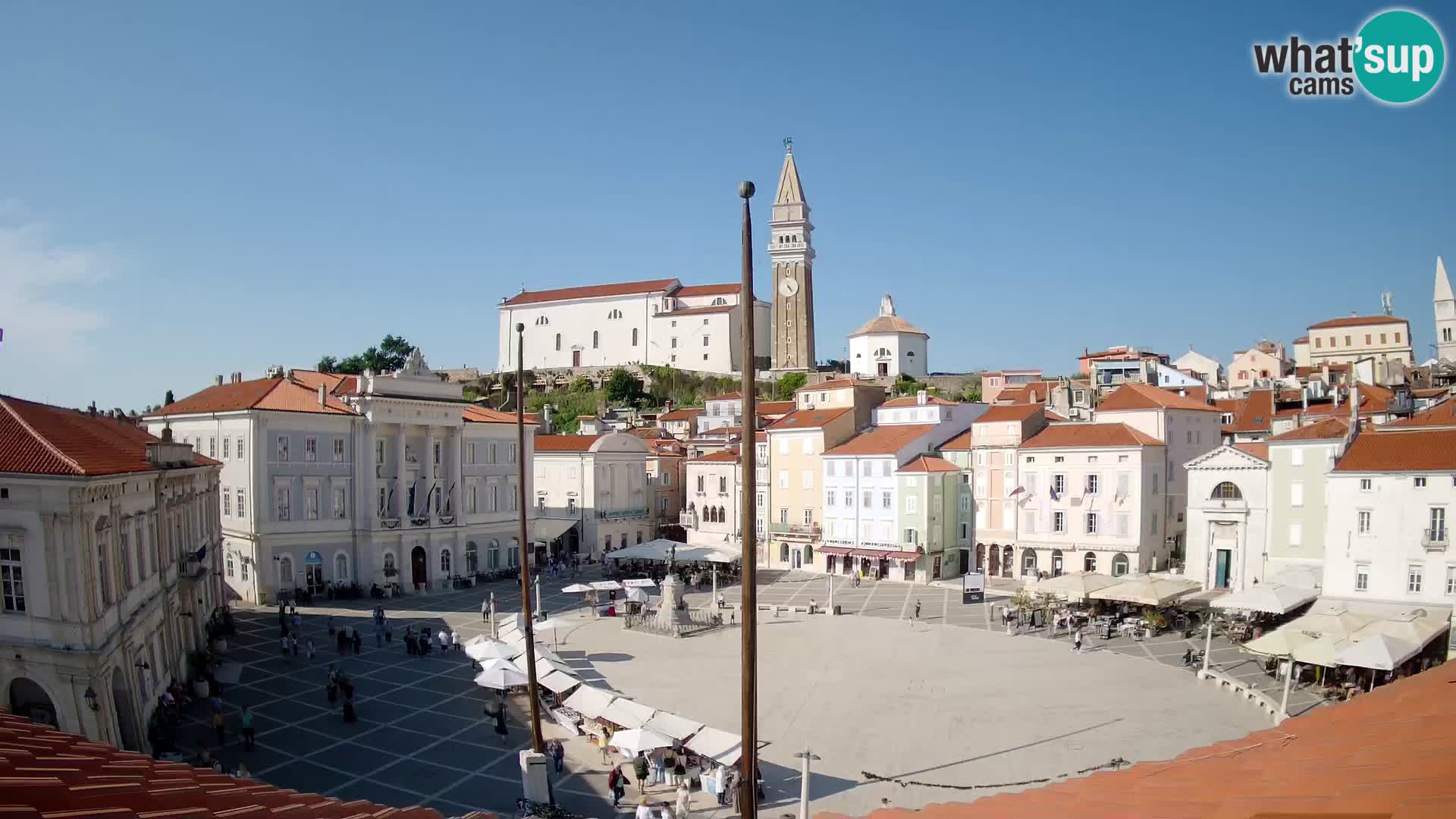 Webcam Piran Tartini square from “Mestna Kavarna”