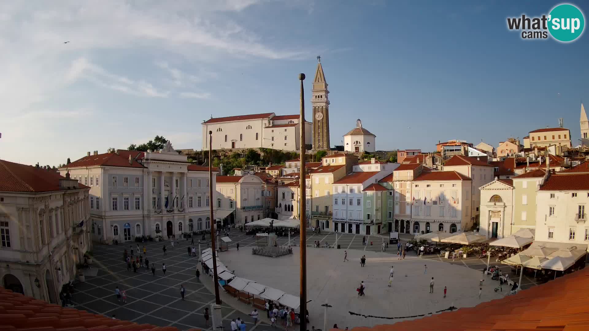 Webcam Piran Tartini square from “Mestna Kavarna”